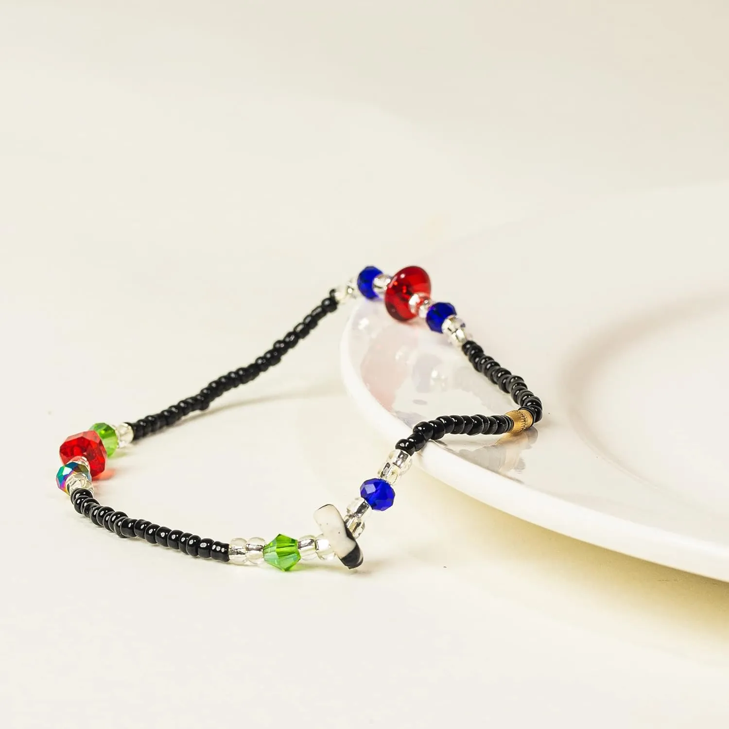 In Ghana African Beaded Anklets Colorful Ankle Bracelets Pearl Chain Beach Foot Jewelry for Women and Girls (Style 1)