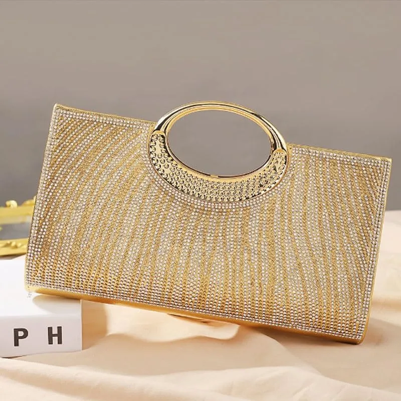 Inlay Rhinestones Pleats Evening Bag Women Versatile Clutch Purses