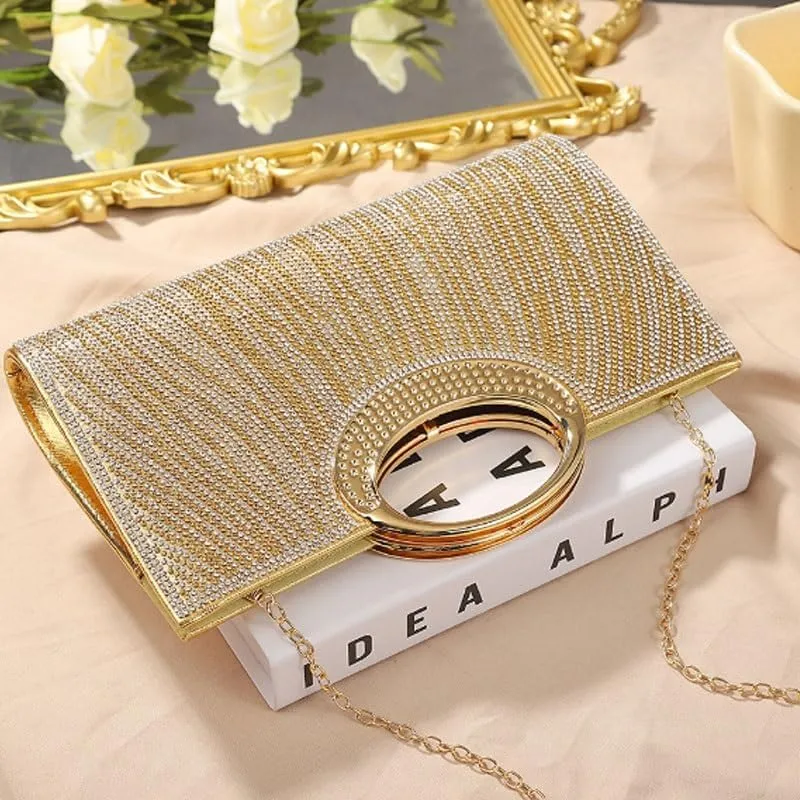 Inlay Rhinestones Pleats Evening Bag Women Versatile Clutch Purses