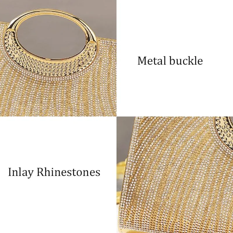 Inlay Rhinestones Pleats Evening Bag Women Versatile Clutch Purses