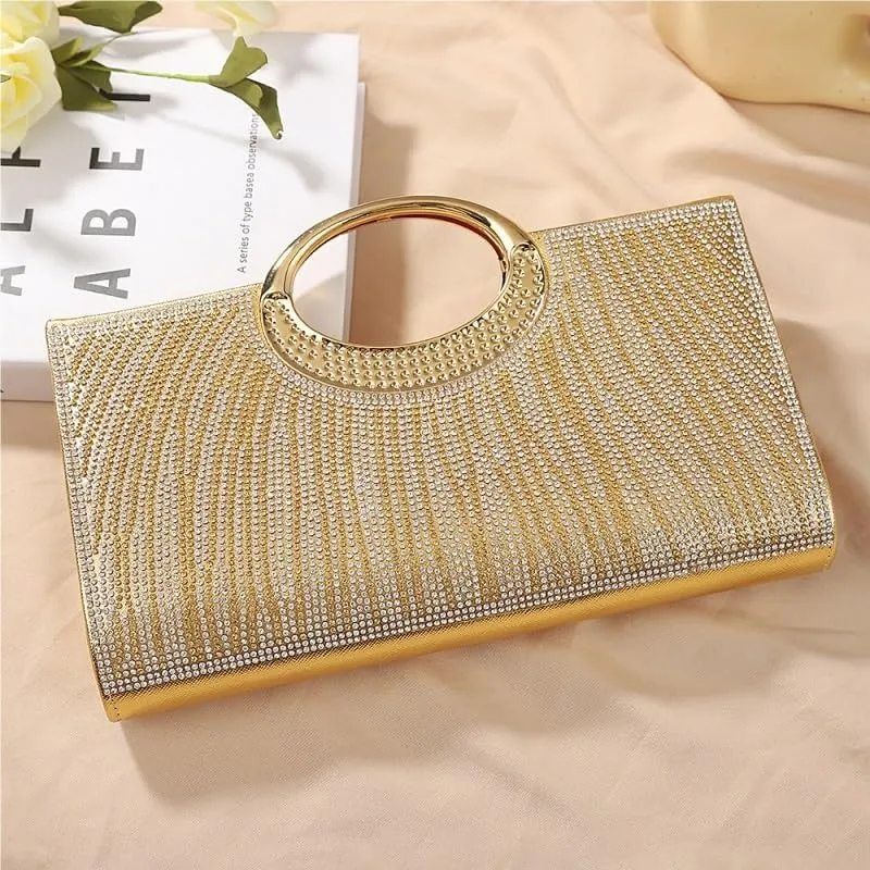 Inlay Rhinestones Pleats Evening Bag Women Versatile Clutch Purses