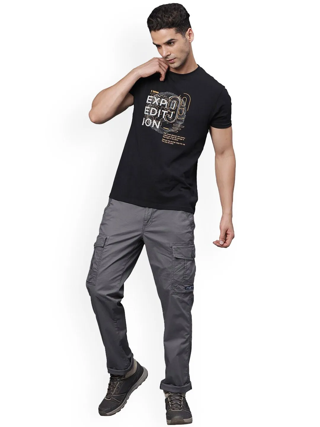 Iron Grey Solid Cargo Pants