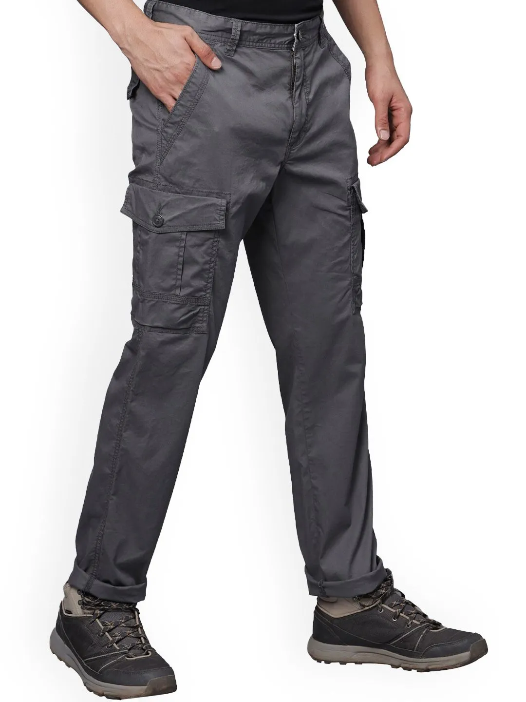 Iron Grey Solid Cargo Pants