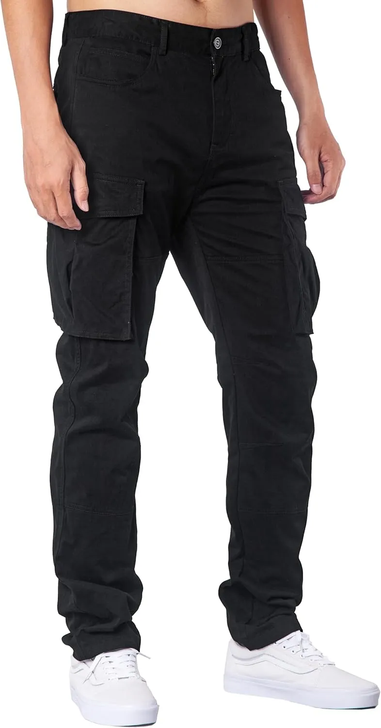 ITALYMORN Black Cargo Pants for Men Slim fit Khaki Work Pants with Pockets