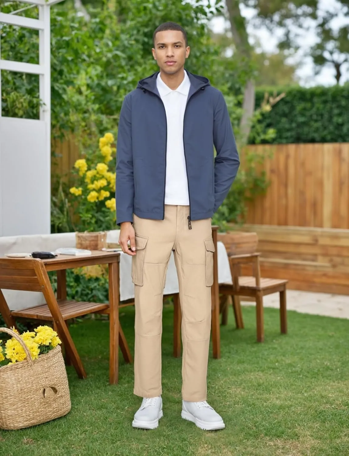 ITALYMORN Black Cargo Pants for Men Slim fit Khaki Work Pants with Pockets