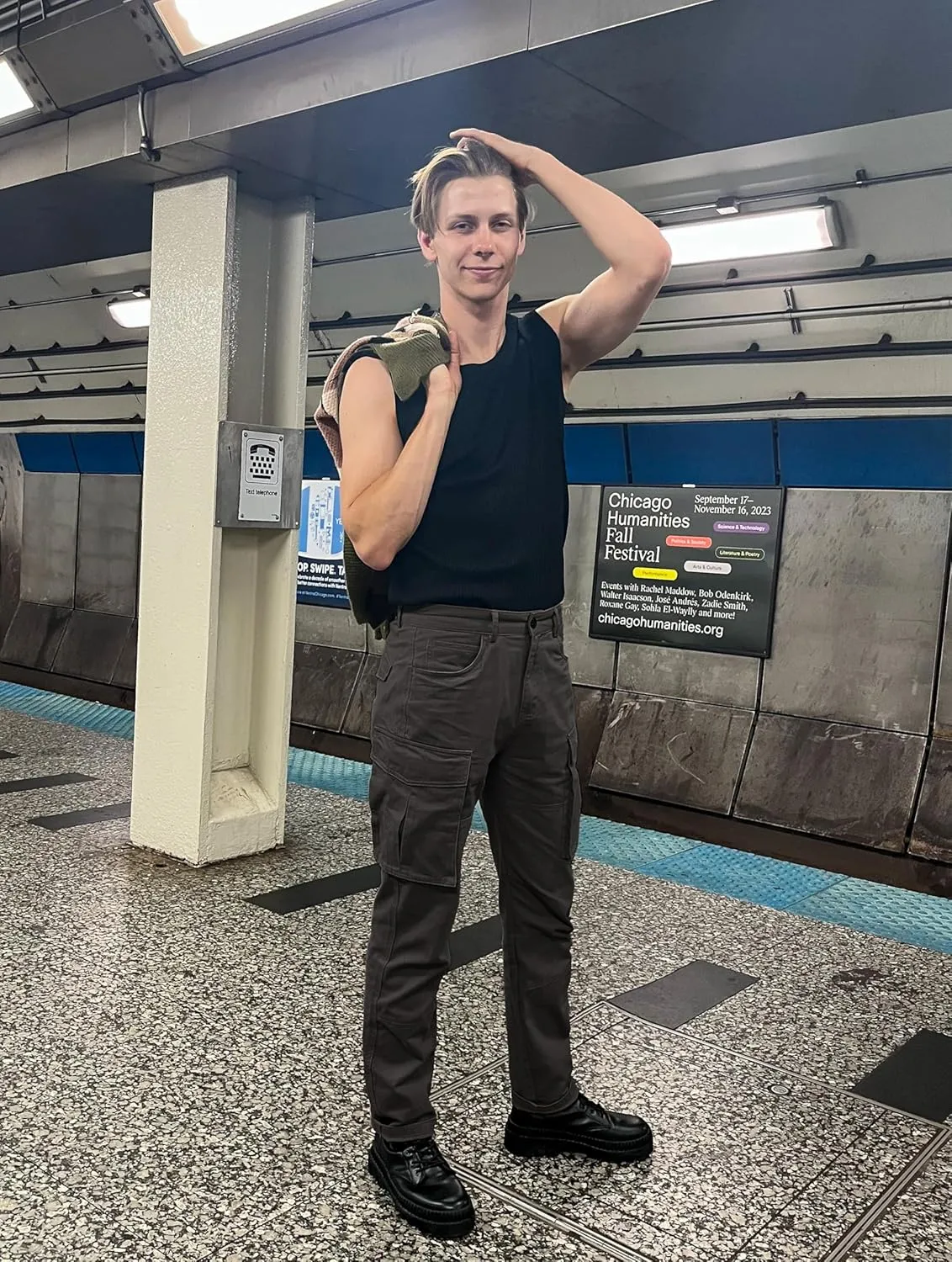 ITALYMORN Black Cargo Pants for Men Slim fit Khaki Work Pants with Pockets