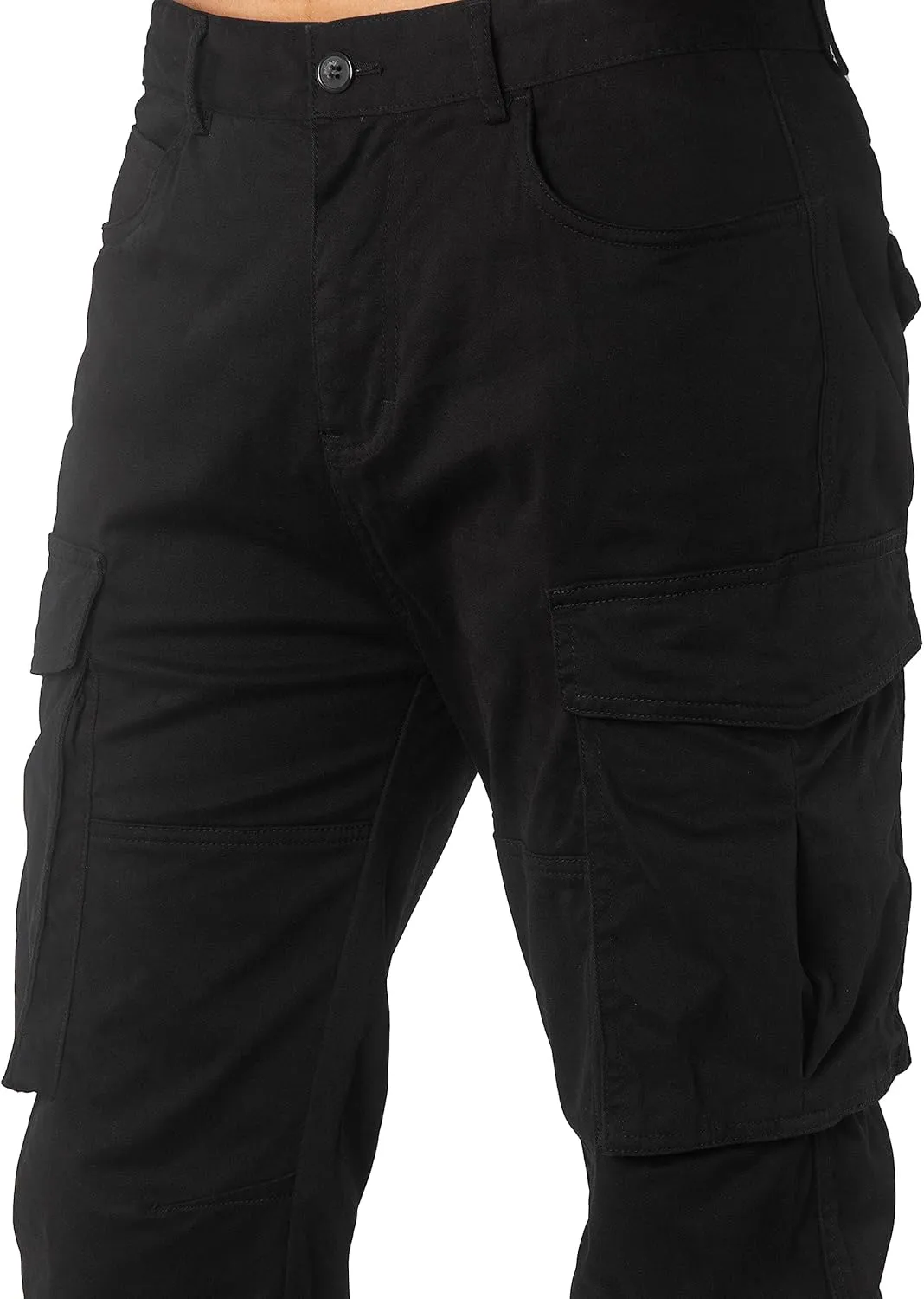 ITALYMORN Black Cargo Pants for Men Slim fit Khaki Work Pants with Pockets