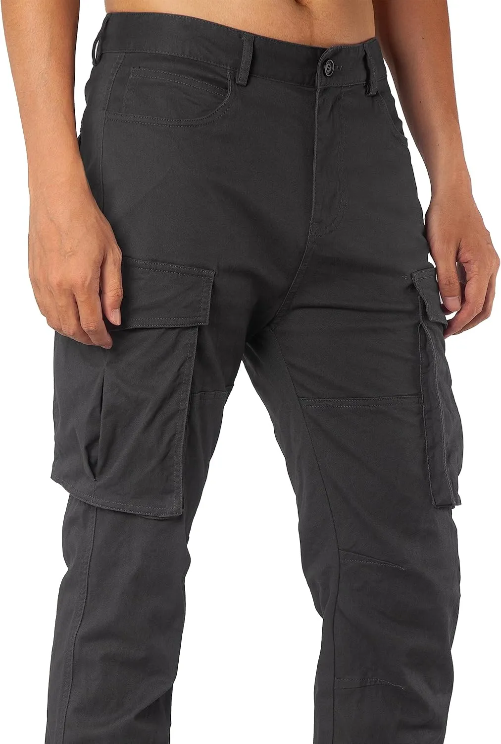 ITALYMORN Black Cargo Pants for Men Slim fit Khaki Work Pants with Pockets