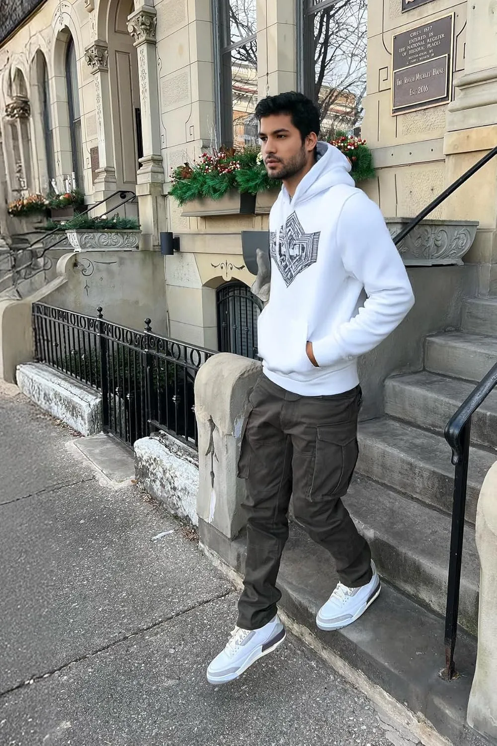 ITALYMORN Black Cargo Pants for Men Slim fit Khaki Work Pants with Pockets
