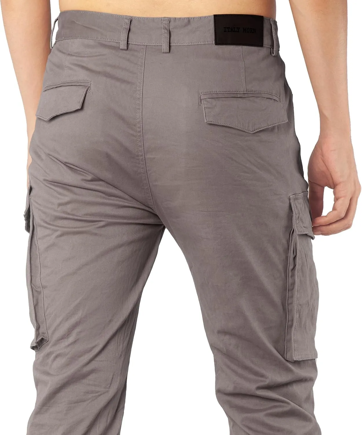ITALYMORN Black Cargo Pants for Men Slim fit Khaki Work Pants with Pockets