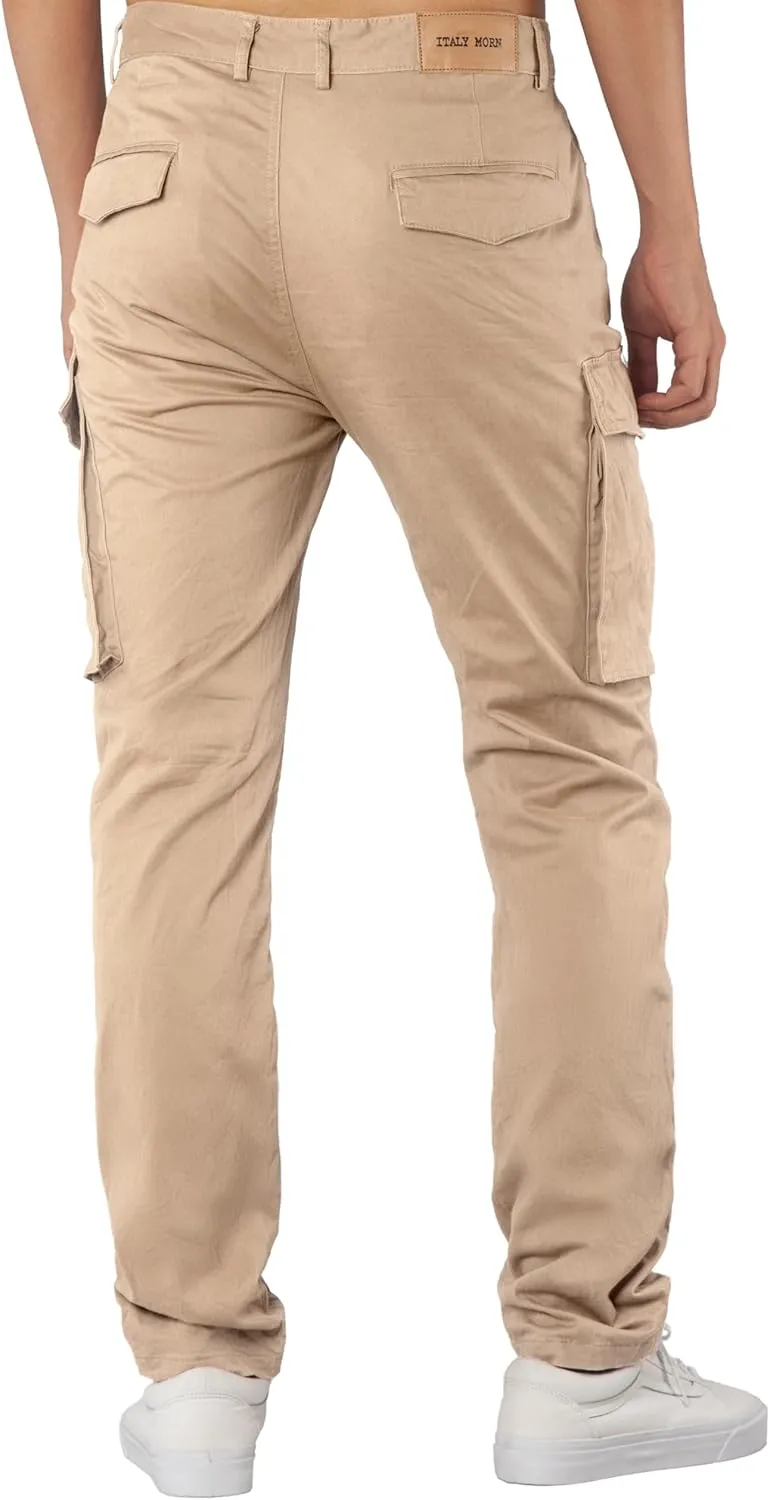 ITALYMORN Black Cargo Pants for Men Slim fit Khaki Work Pants with Pockets