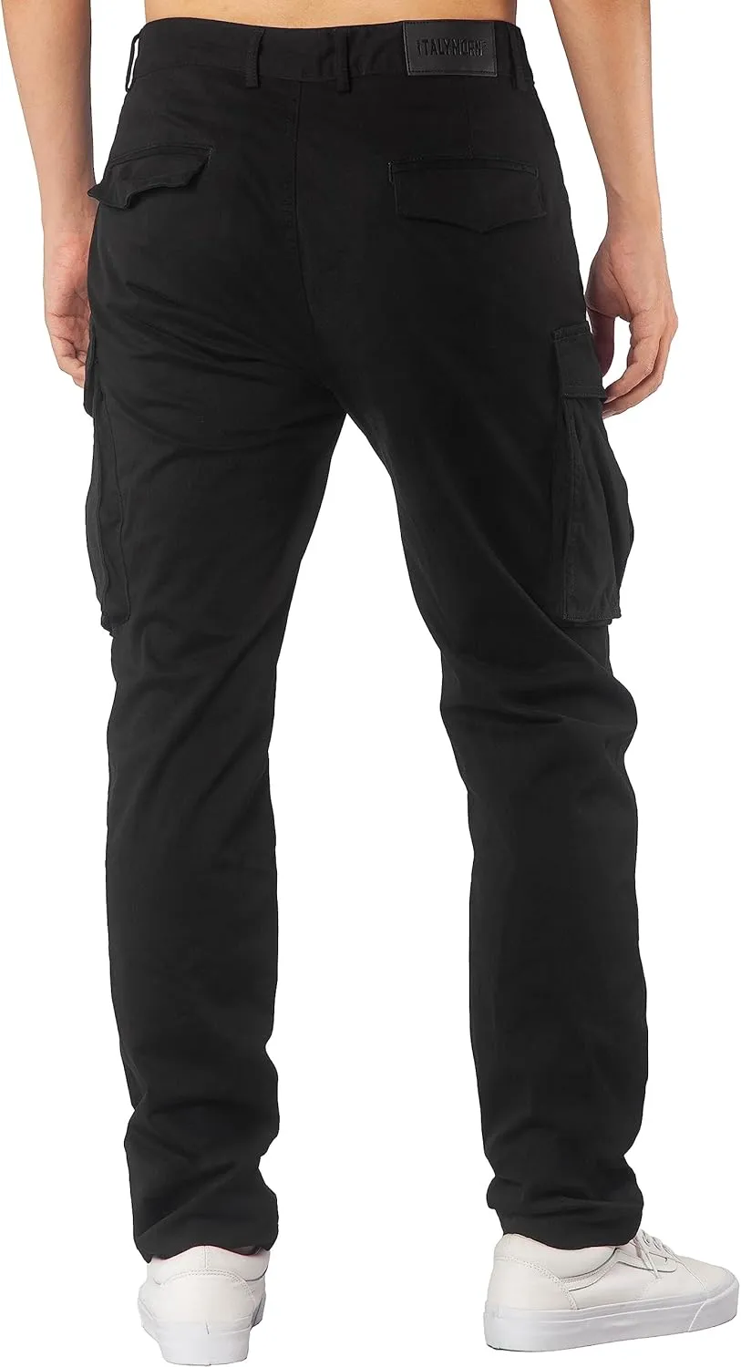 ITALYMORN Black Cargo Pants for Men Slim fit Khaki Work Pants with Pockets