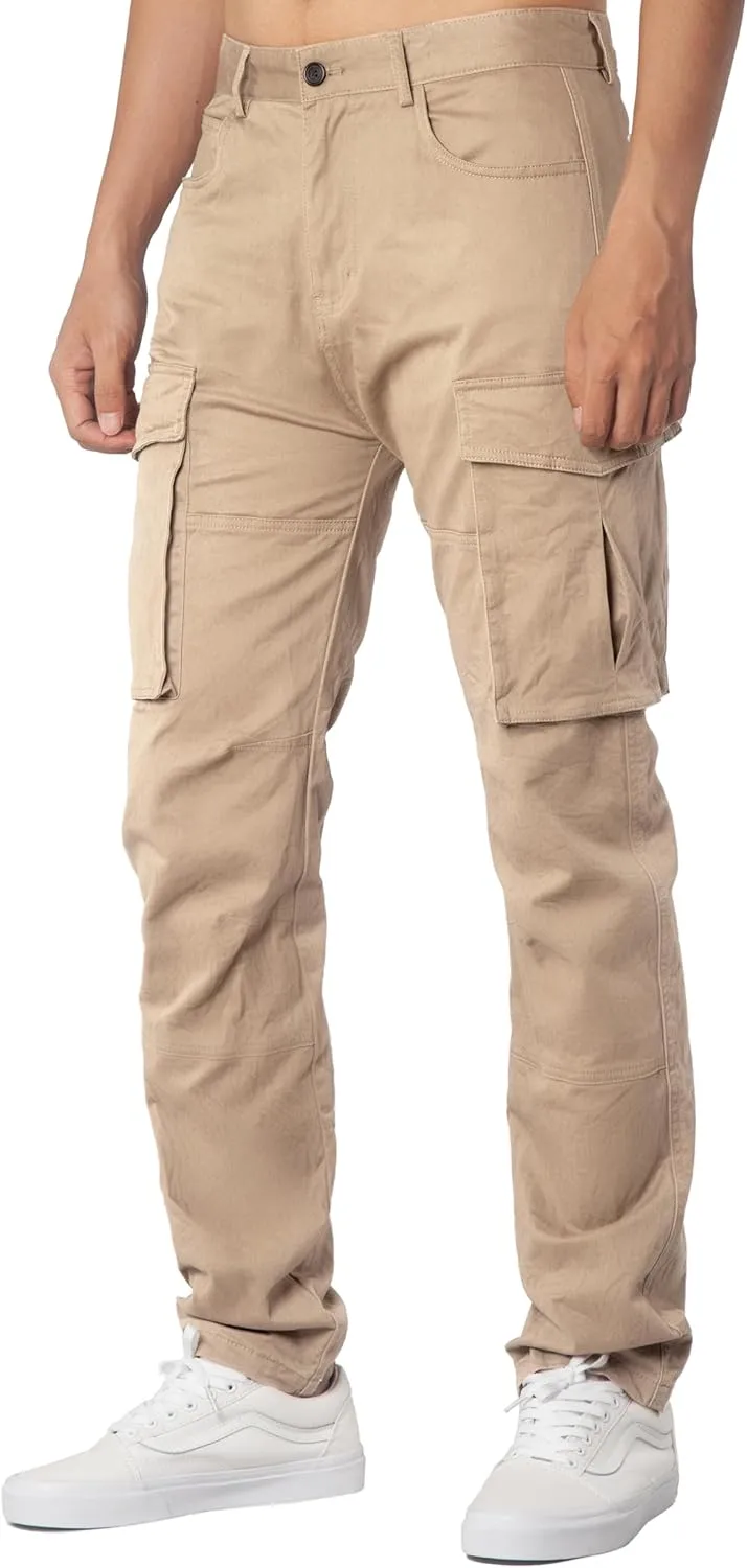 ITALYMORN Black Cargo Pants for Men Slim fit Khaki Work Pants with Pockets
