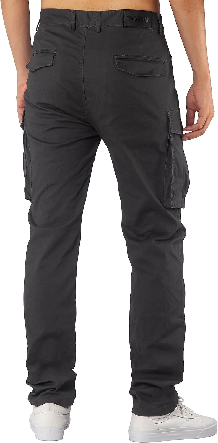 ITALYMORN Black Cargo Pants for Men Slim fit Khaki Work Pants with Pockets