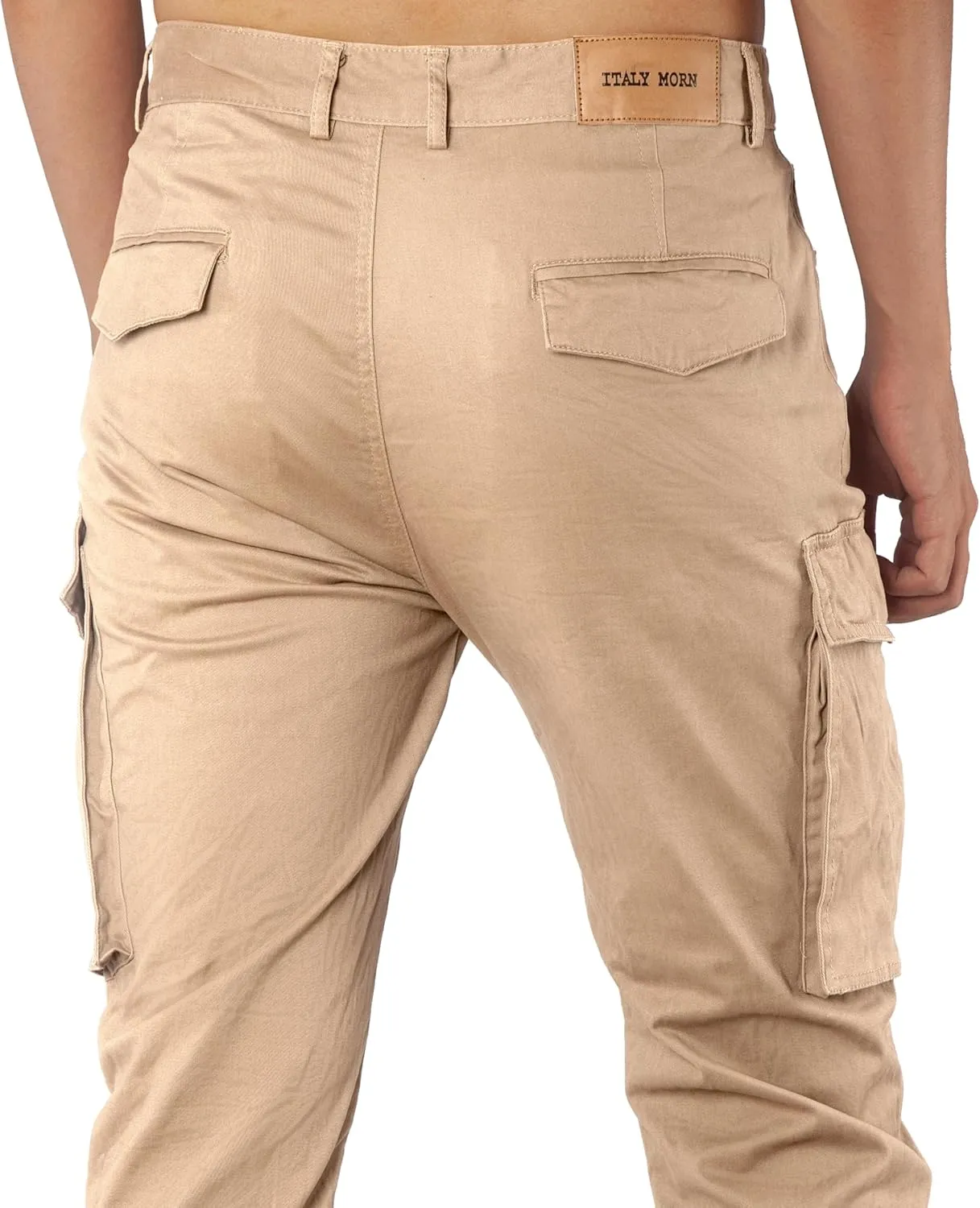 ITALYMORN Black Cargo Pants for Men Slim fit Khaki Work Pants with Pockets