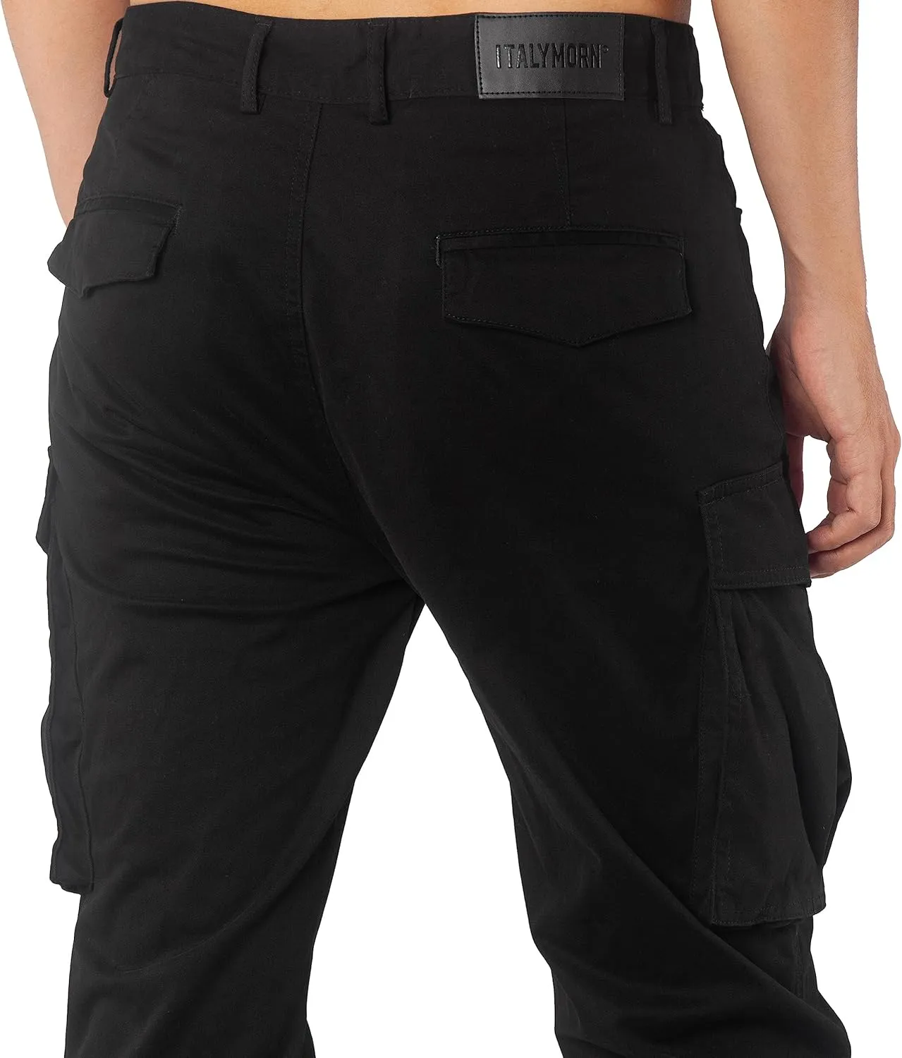 ITALYMORN Black Cargo Pants for Men Slim fit Khaki Work Pants with Pockets