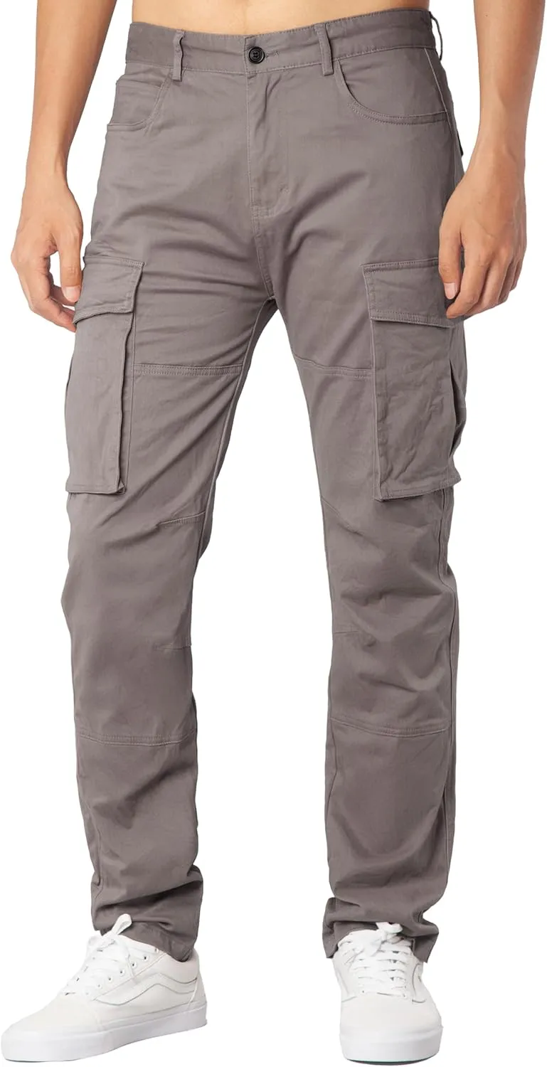 ITALYMORN Black Cargo Pants for Men Slim fit Khaki Work Pants with Pockets