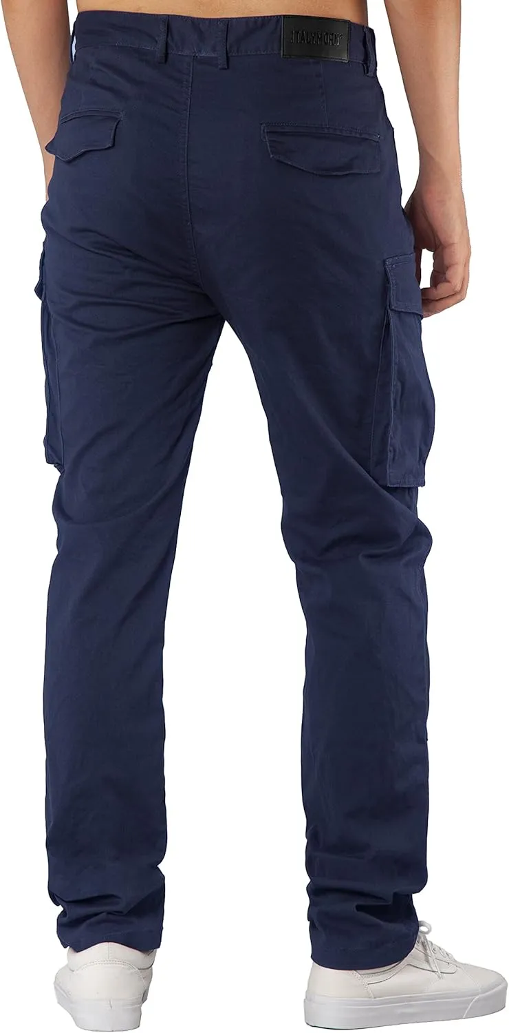 ITALYMORN Black Cargo Pants for Men Slim fit Khaki Work Pants with Pockets