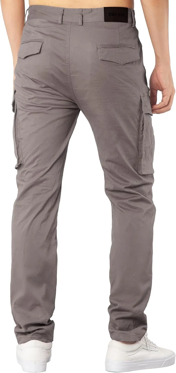 ITALYMORN Black Cargo Pants for Men Slim fit Khaki Work Pants with Pockets