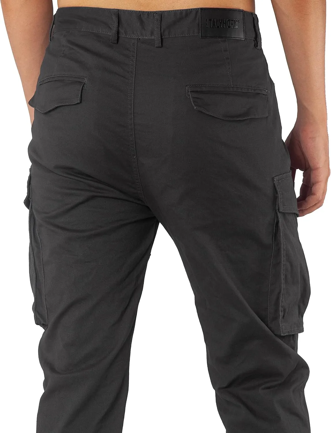 ITALYMORN Black Cargo Pants for Men Slim fit Khaki Work Pants with Pockets