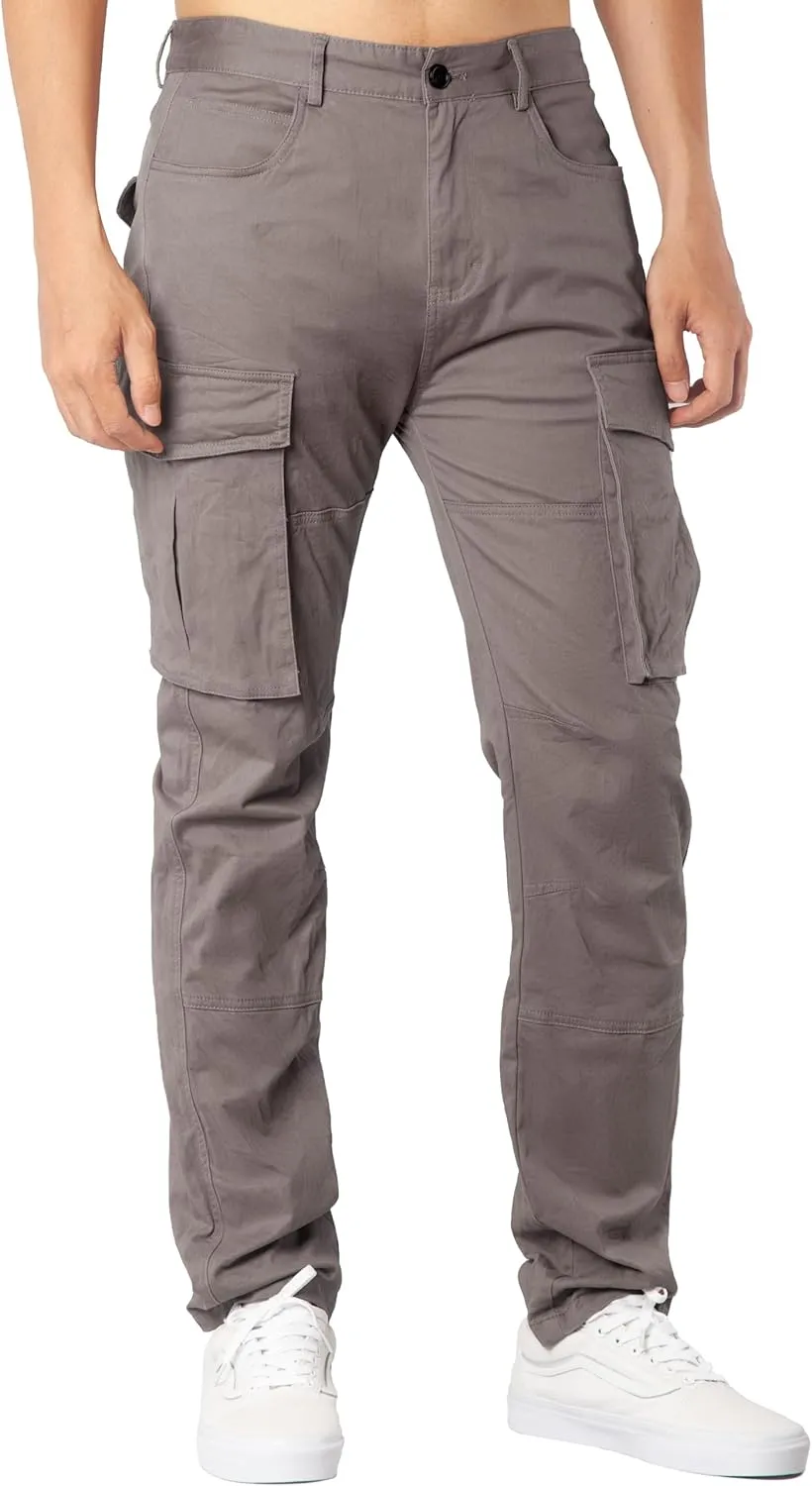 ITALYMORN Black Cargo Pants for Men Slim fit Khaki Work Pants with Pockets