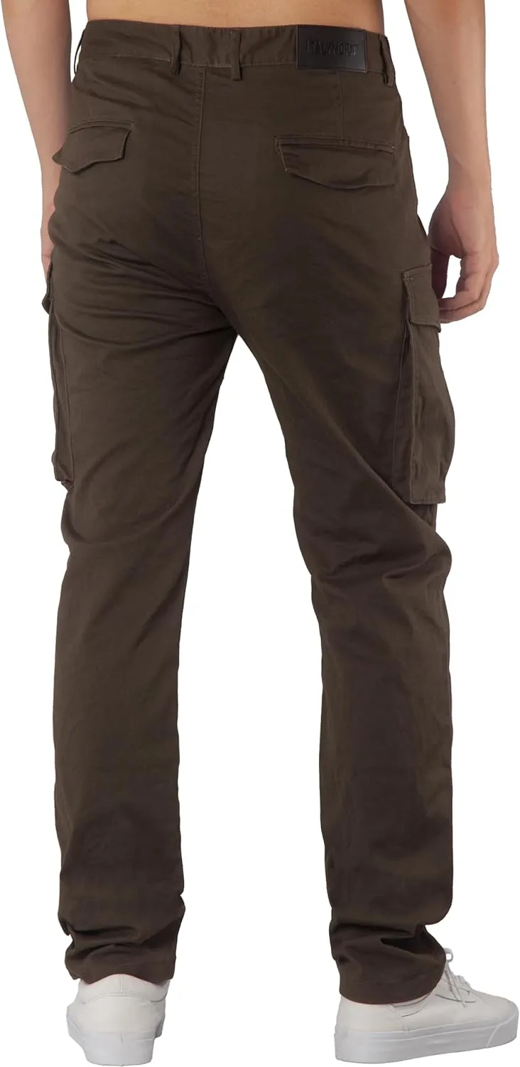 ITALYMORN Black Cargo Pants for Men Slim fit Khaki Work Pants with Pockets