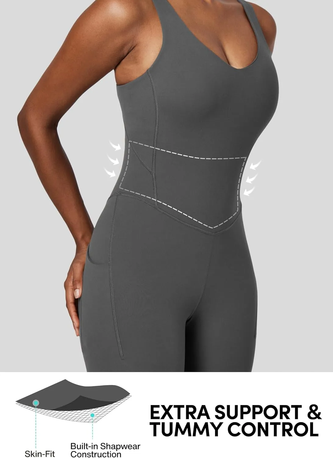 IUGA One Piece Jumpsuits for Women Tummy Control Athletic Romper Workout Bodycon Jumpsuit With Built-in Bras