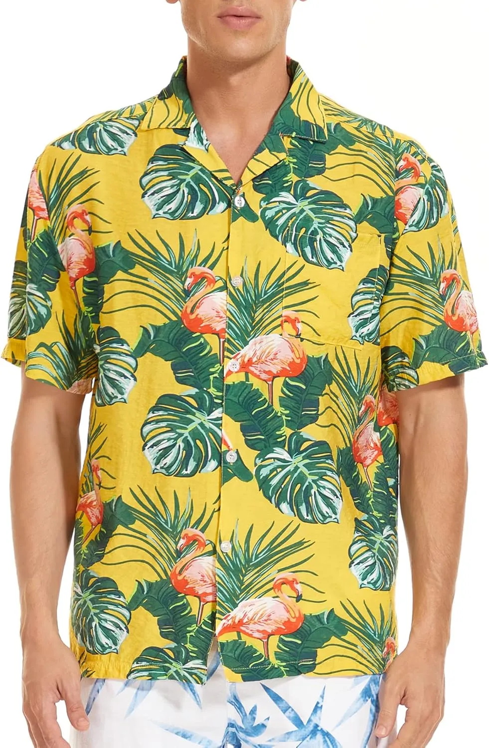 Janmid Mens Floral Hawaiian Shirts Short Sleeve Button Down Beach Shirts