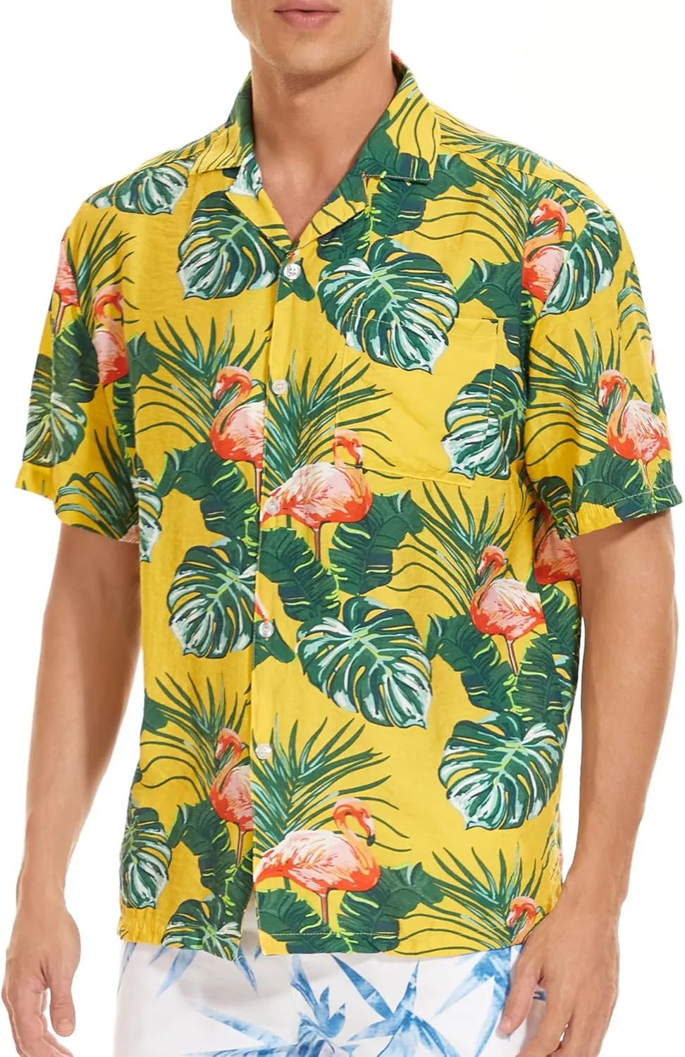 Janmid Mens Floral Hawaiian Shirts Short Sleeve Button Down Beach Shirts