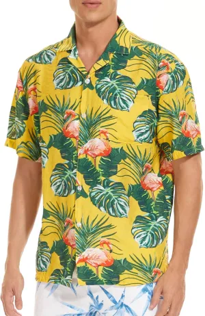 Janmid Mens Floral Hawaiian Shirts Short Sleeve Button Down Beach Shirts