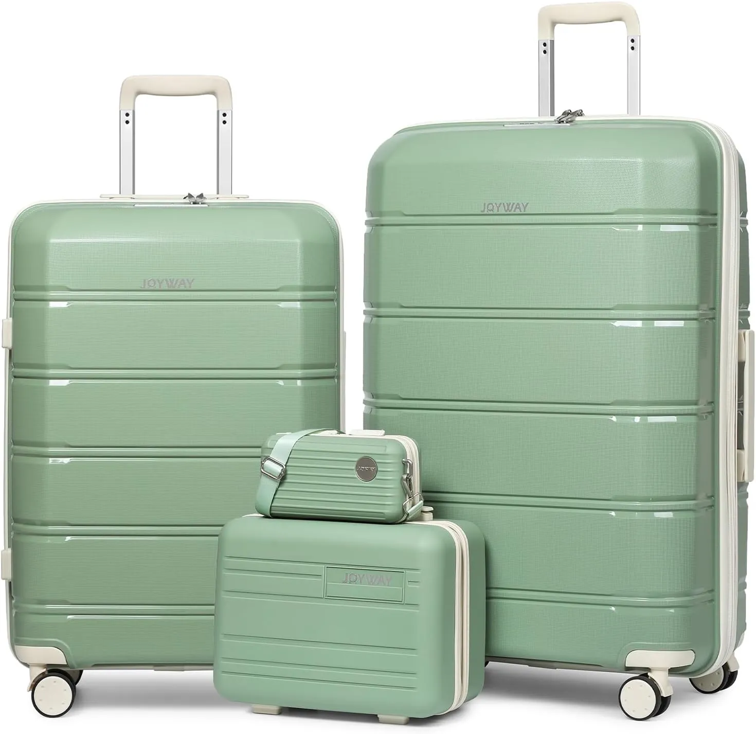 Joyway 4 Piece Carry On Luggage Sets, Lightweight Rolling Hardside Checked with TSA Lock Suitcase with Spinner Wheels for Women and Men Travel Baggage Green