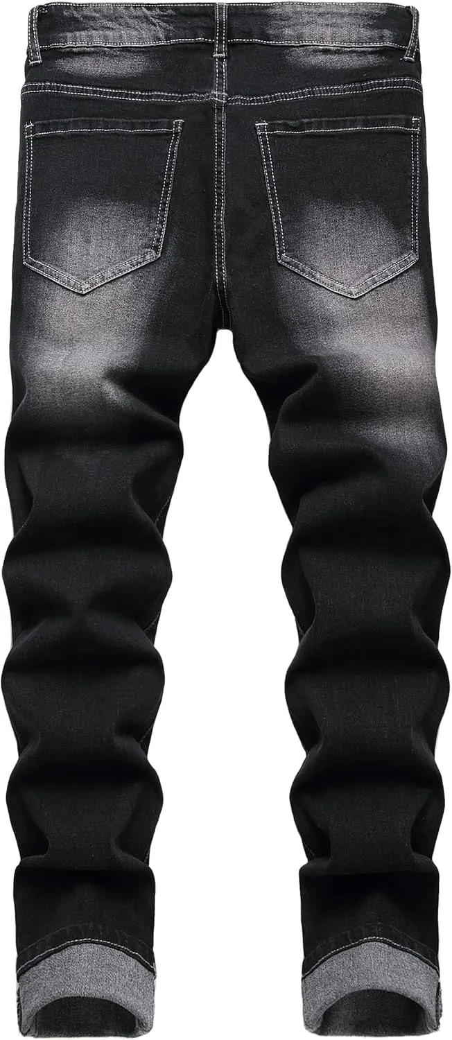 JUNBAOSS Men's Slim Fit Jeans Stretch Ripped Skinny Jeans for Men, Fashion Straight Leg Comfort Flex Waist Casual Pants
