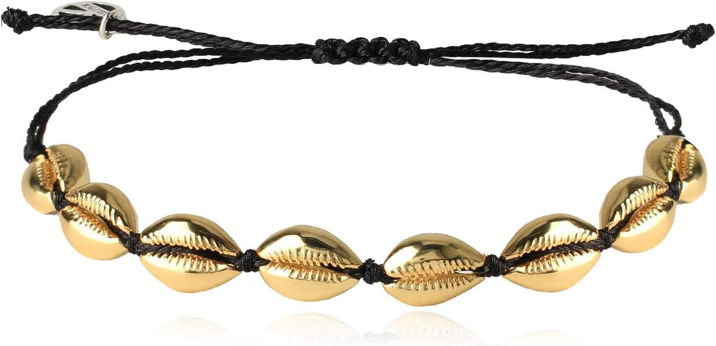 KELITCH Gold Sea Shell Bracelet Handmade Boho Cowry Beads Charm Bracelets Women Beach Jewelry