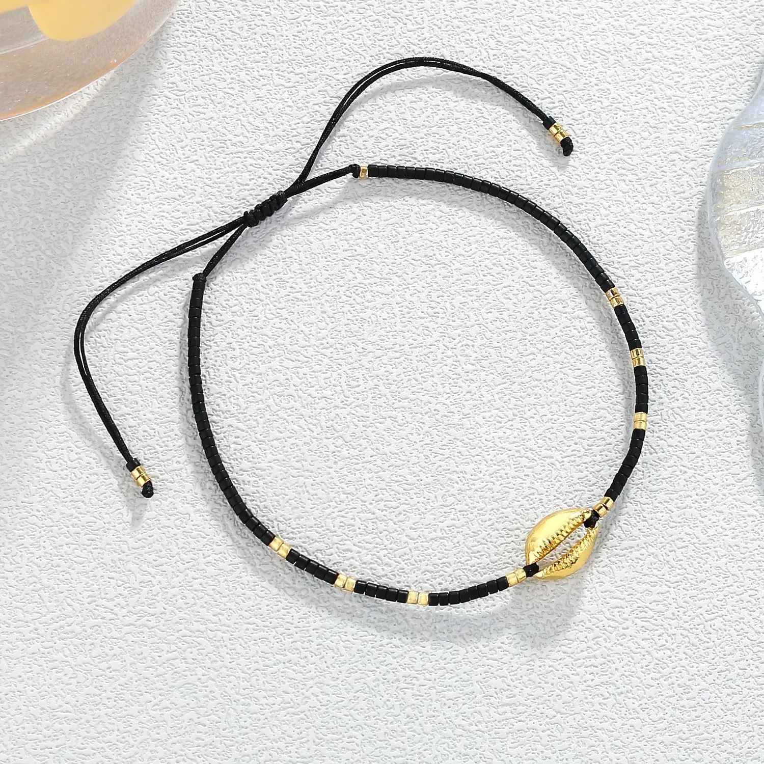 KELITCH Seed Beaded Bracelet Beach Gold Shell Charm Bracelets Handmade Frienship Jewelry for Women