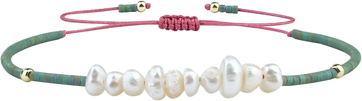 KELITCH Womens Pearl Bracelets Friendship Bracelet Handmade Miyuki Beads Charm Bracelet Holiday Gift