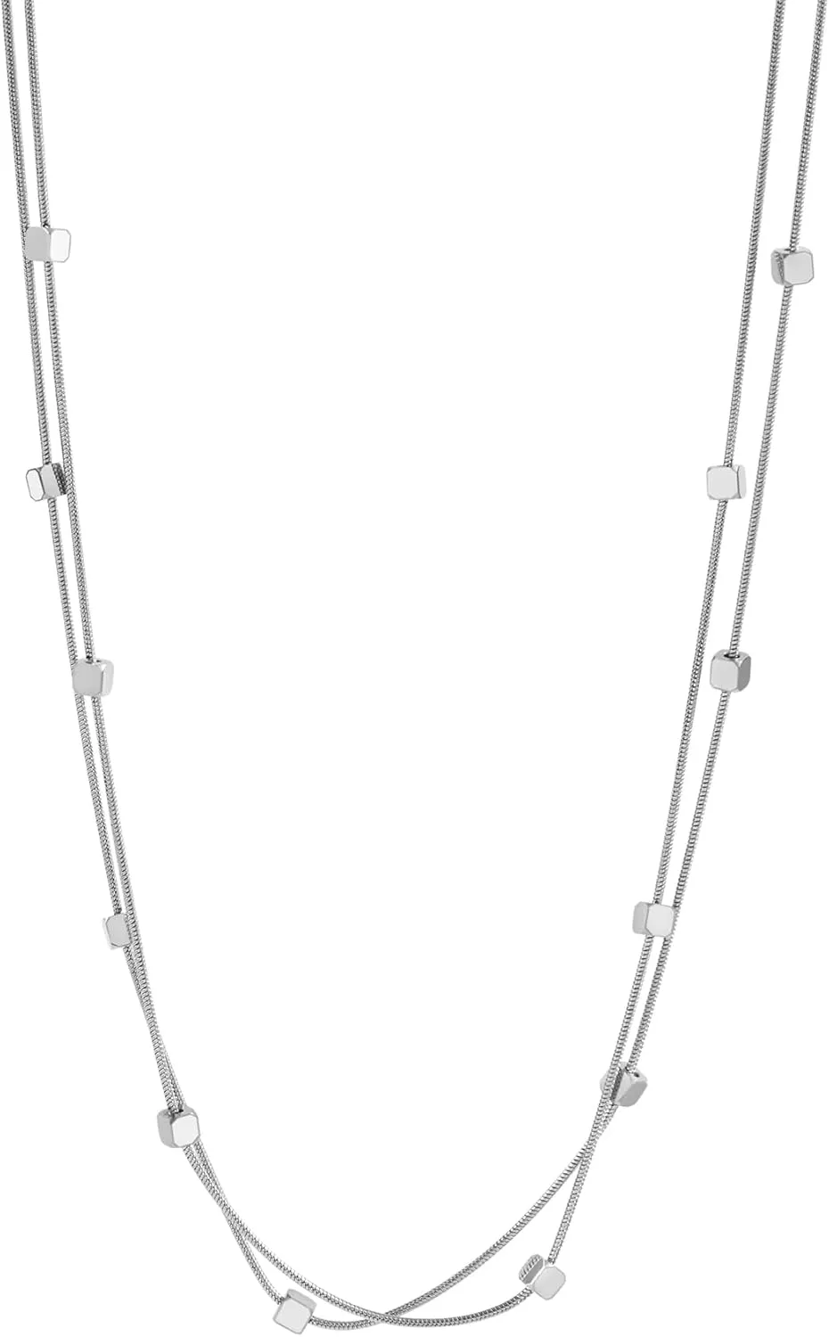 KELMALL 18K Gold Cubes Beaded Station Layered Chain Necklace for Women, Cubic Zirconia, Knot Stacked Adjustable Necklace with Gift Box