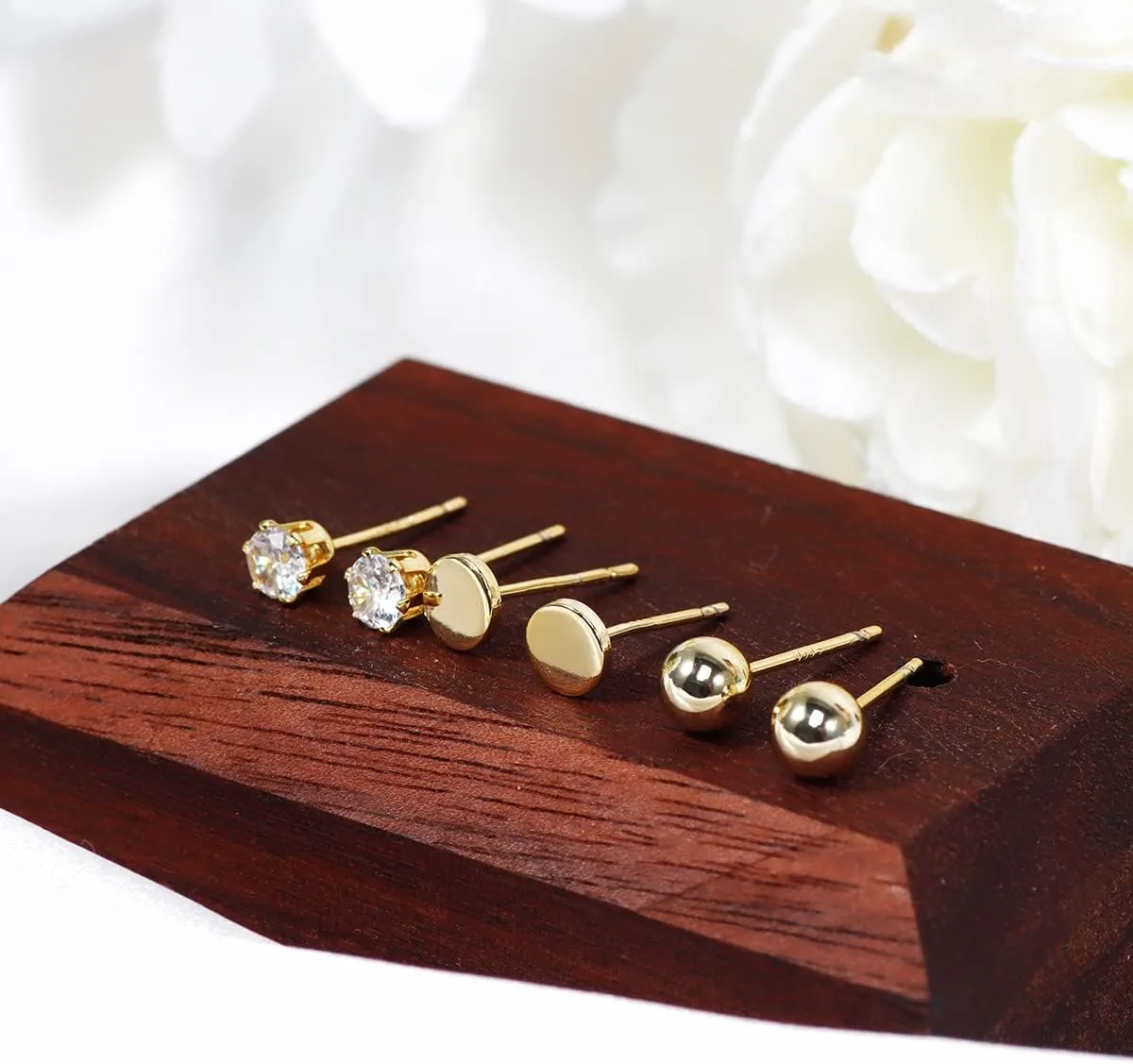 KesaPlan Huggie Hoop and Stud Earrings Set 14K Gold Plated 925 Sterling Silver Post Cartilage Piercing Earrings Gold Stud Earrings Set Women/Men