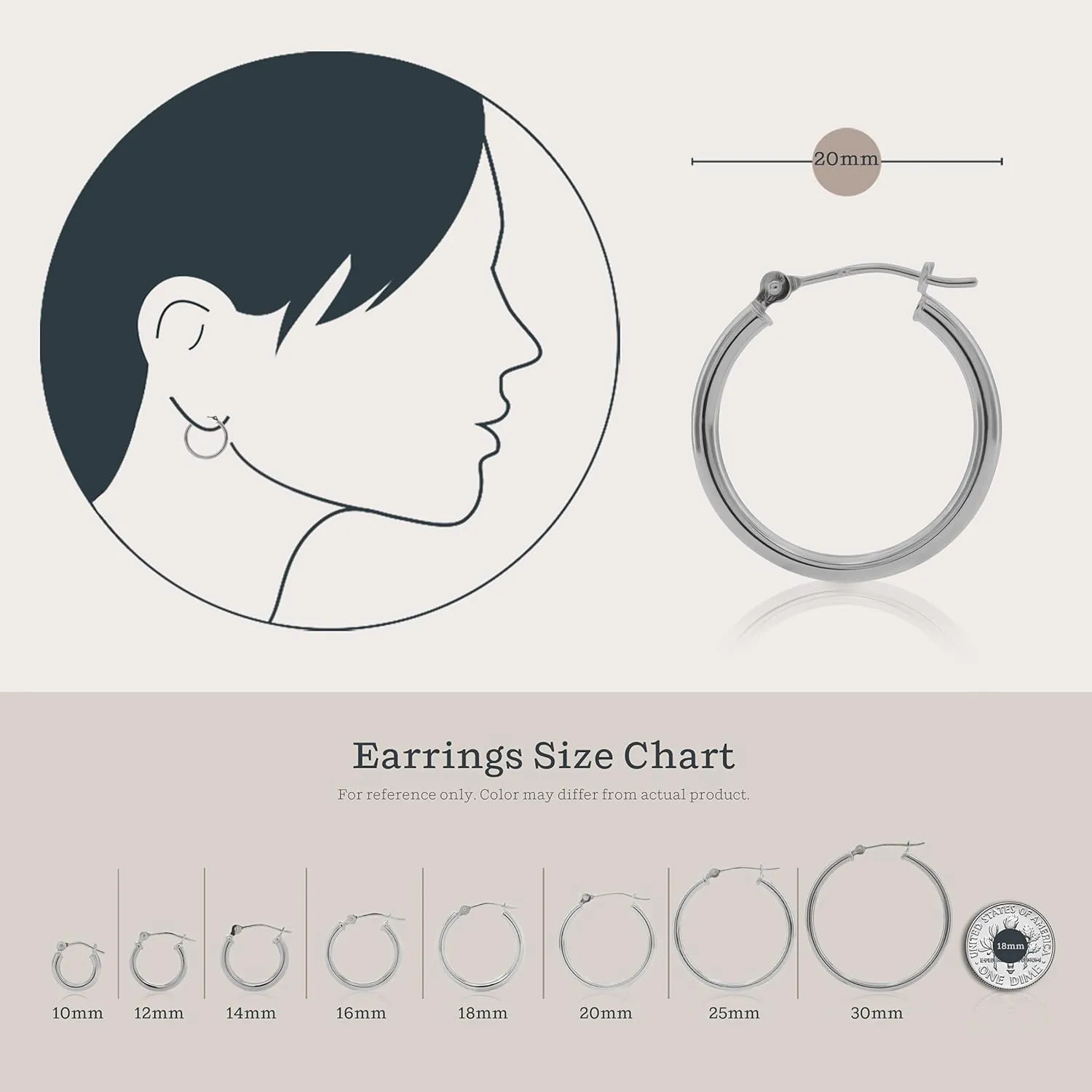 KEZEF 14k Hoop Earrings 2mm Lightweight Hoops for Women Real Solid Gold