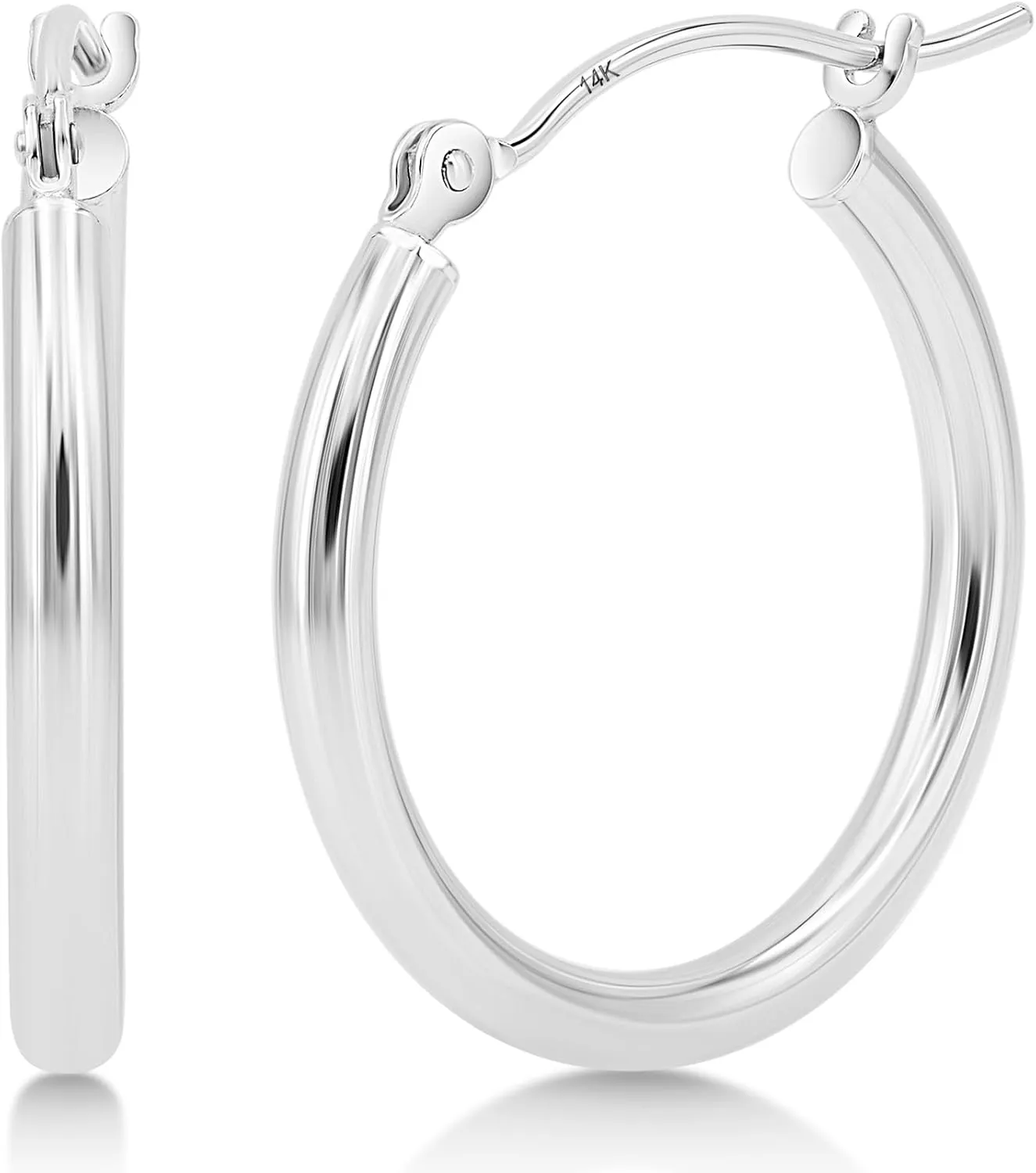 KEZEF 14k Hoop Earrings 2mm Lightweight Hoops for Women Real Solid Gold