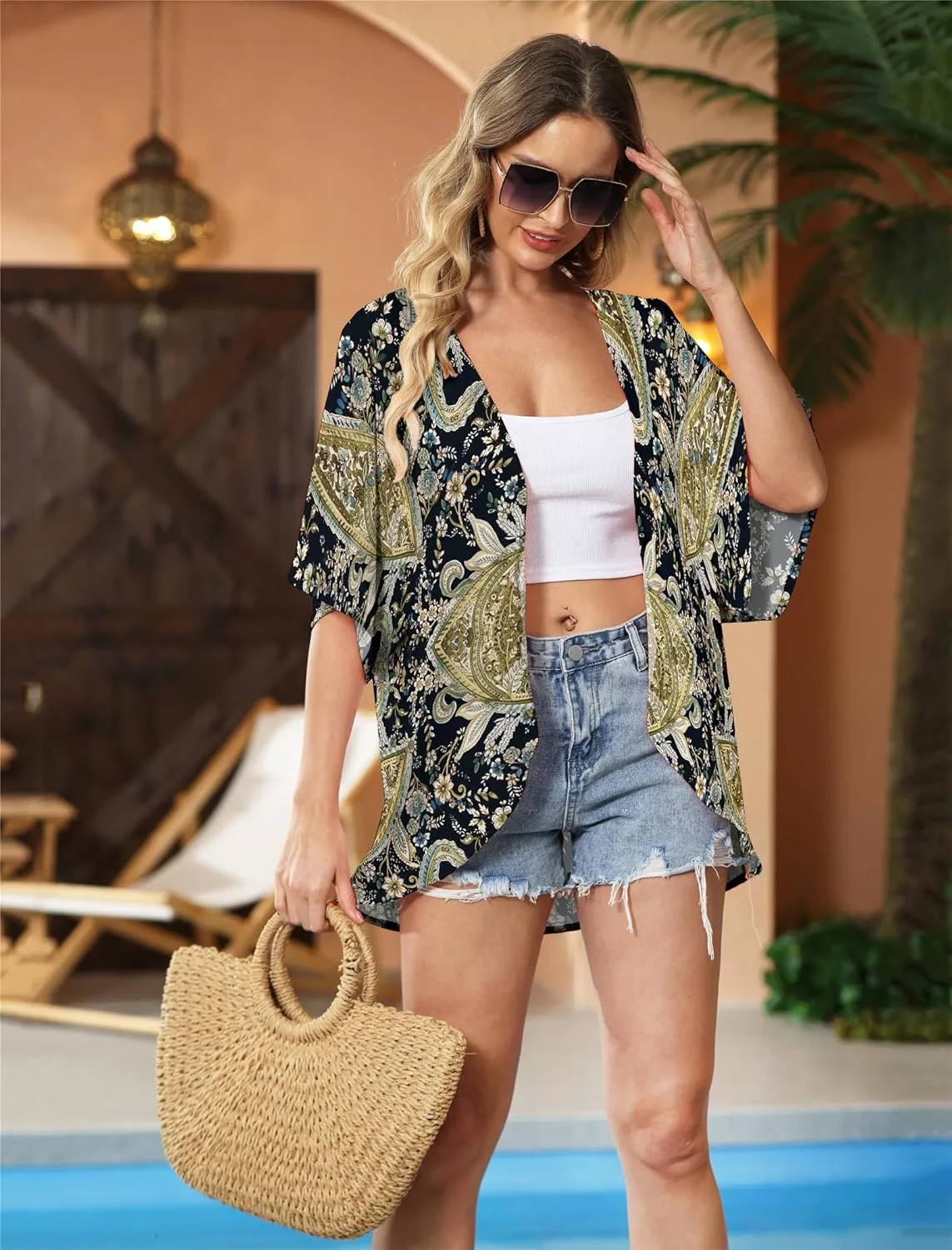 KYKU Summer Kimonos for Women Casual Hawaiian Tropical Floral Tops