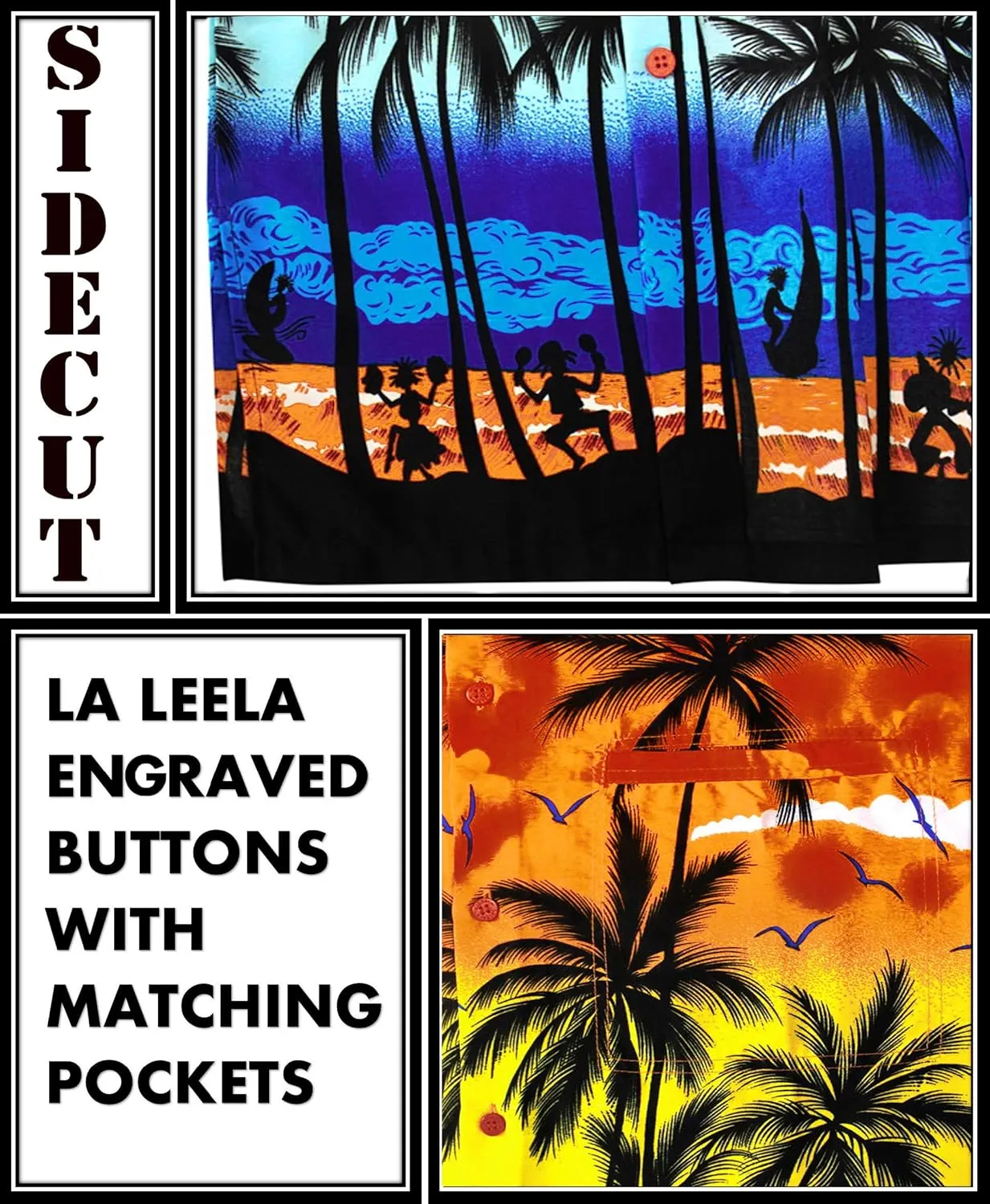LA LEELA Men's Hawaiian Shirts Short Sleeve Button Down Shirt Mens Casual Shirts Vacation Tropical Shirts for Men Funny