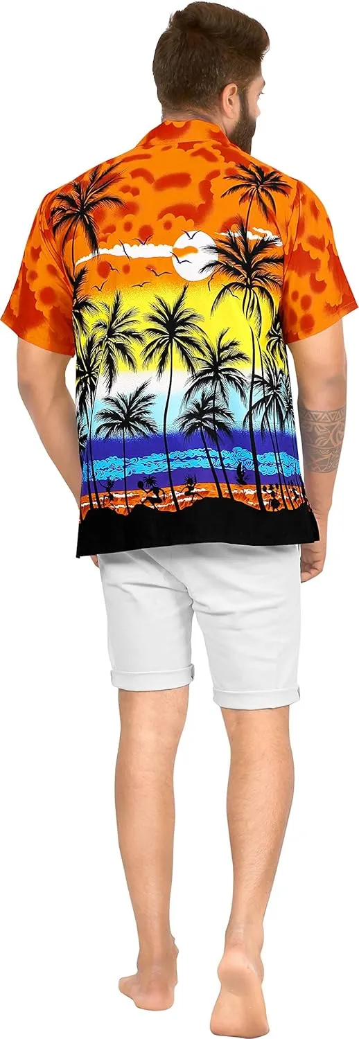 LA LEELA Men's Hawaiian Shirts Short Sleeve Button Down Shirt Mens Casual Shirts Vacation Tropical Shirts for Men Funny