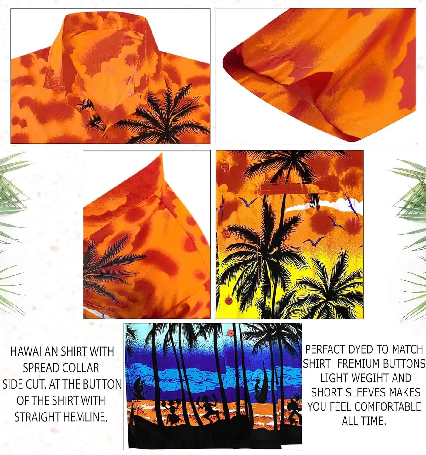 LA LEELA Men's Hawaiian Shirts Short Sleeve Button Down Shirt Mens Casual Shirts Vacation Tropical Shirts for Men Funny