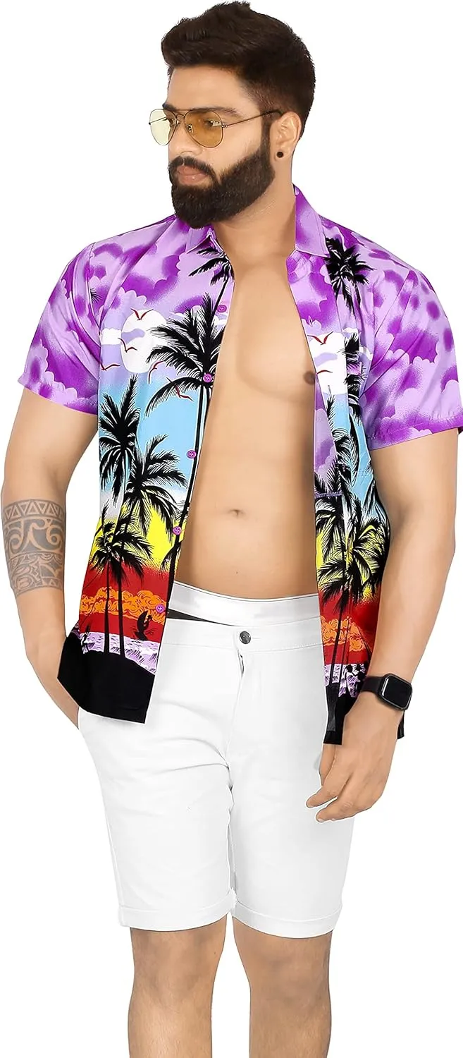 LA LEELA Men's Hawaiian Shirts Short Sleeve Button Down Shirt Mens Casual Shirts Vacation Tropical Shirts for Men Funny