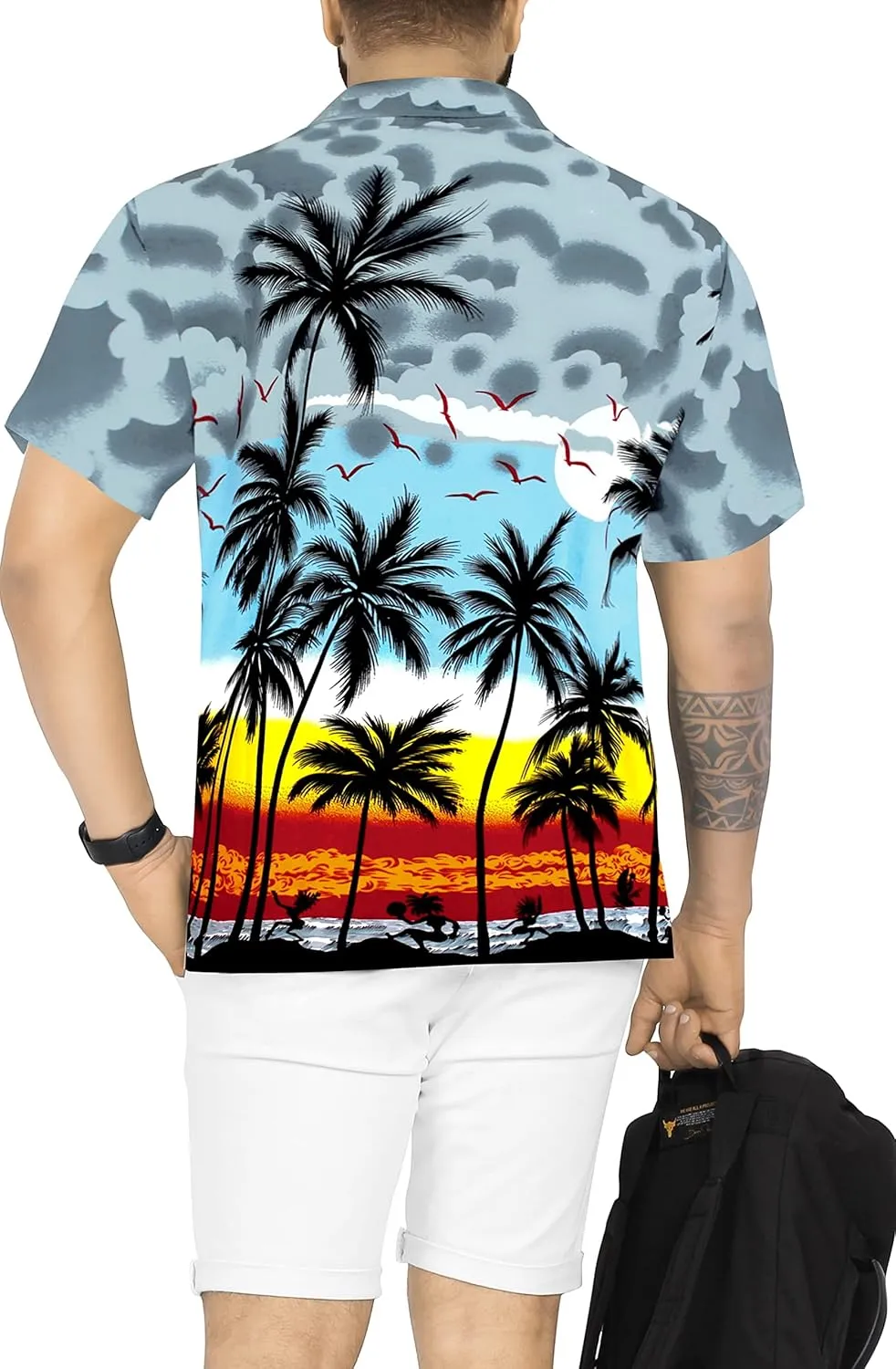 LA LEELA Men's Hawaiian Shirts Short Sleeve Button Down Shirt Mens Casual Shirts Vacation Tropical Shirts for Men Funny