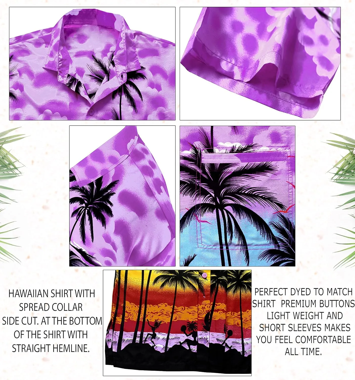 LA LEELA Men's Hawaiian Shirts Short Sleeve Button Down Shirt Mens Casual Shirts Vacation Tropical Shirts for Men Funny