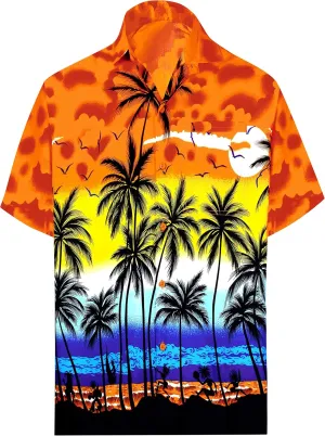 LA LEELA Men's Hawaiian Shirts Short Sleeve Button Down Shirt Mens Casual Shirts Vacation Tropical Shirts for Men Funny