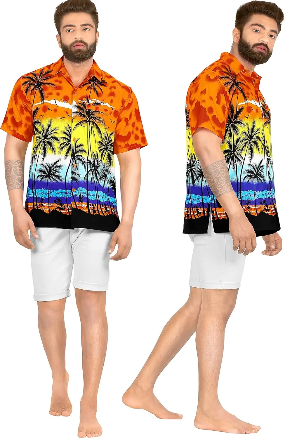 LA LEELA Men's Hawaiian Shirts Short Sleeve Button Down Shirt Mens Casual Shirts Vacation Tropical Shirts for Men Funny