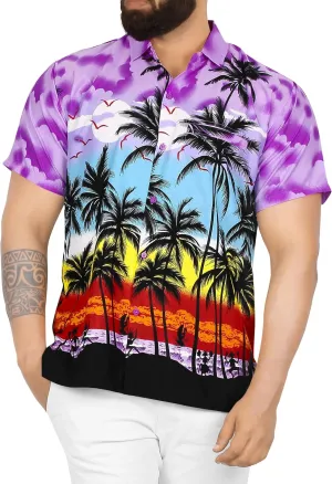LA LEELA Men's Hawaiian Shirts Short Sleeve Button Down Shirt Mens Casual Shirts Vacation Tropical Shirts for Men Funny