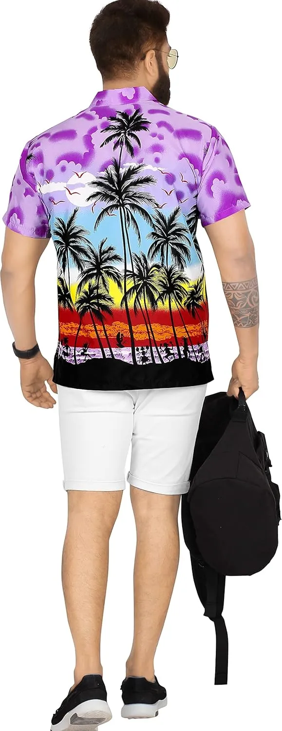 LA LEELA Men's Hawaiian Shirts Short Sleeve Button Down Shirt Mens Casual Shirts Vacation Tropical Shirts for Men Funny